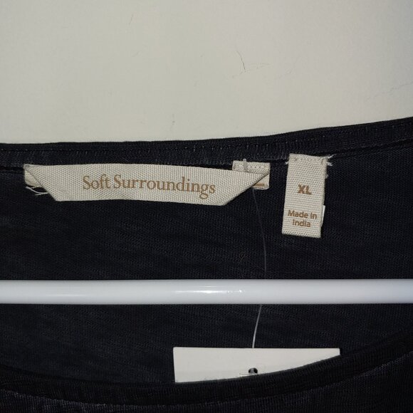 Soft Surroundings Long Sleeves Lace Caffs Crew Neck Tunic Top Size XL Dark Grey - Picture 4 of 7